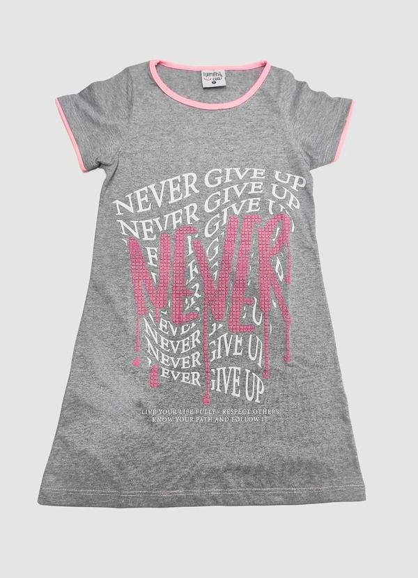 Turminha - Vestido Juvenil Meia Malha Cinza