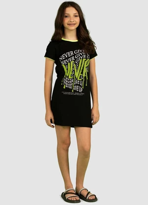 Turminha - Vestido Juvenil Meia Malha Preto - TURMINHA