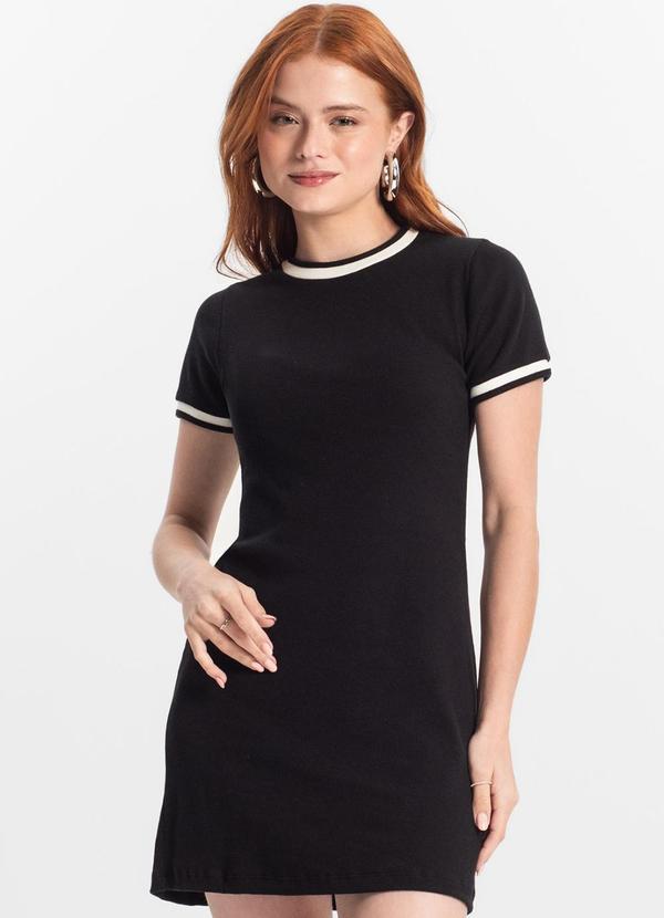 Minty - Vestido Juvenil Tubinho em Ribana Preto