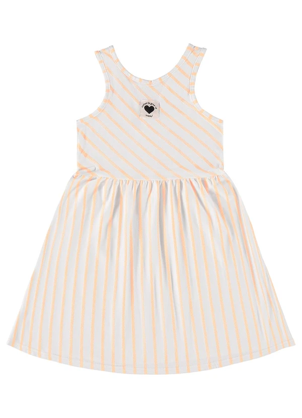 Malwee Kids - Vestido Laranja Claro Godê Listrado 3
