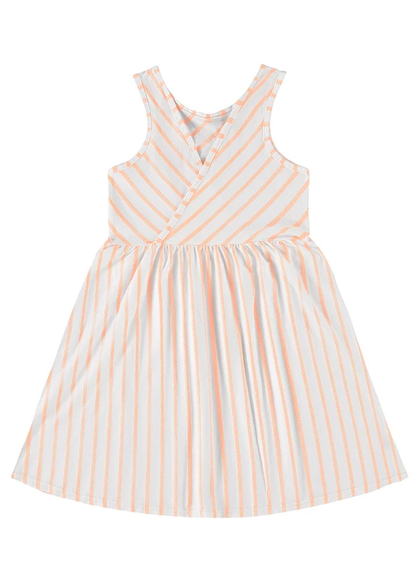 Malwee Kids - Vestido Laranja Claro Godê Listrado 4