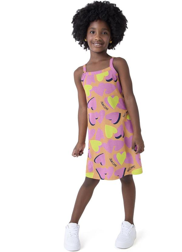 Malwee Kids - Vestido Laranja Evasê Corações