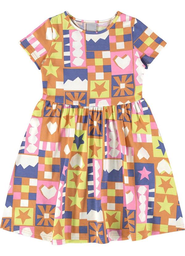 Malwee Kids - Vestido Laranja Godê Mosaico