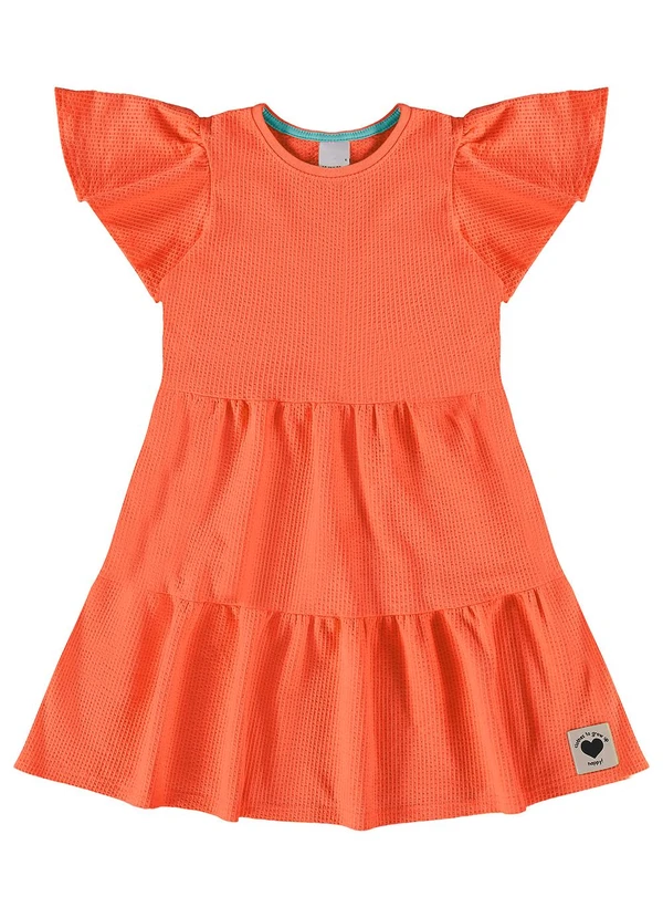 Malwee Kids - Vestido Laranja Marias em Anarruga