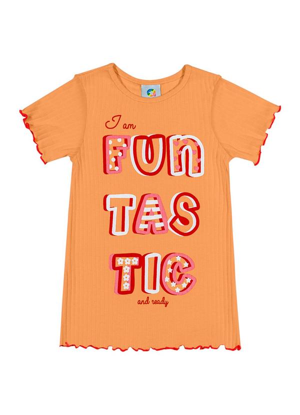 Alenice - Vestido Letterings Divertidos Menina Laranja