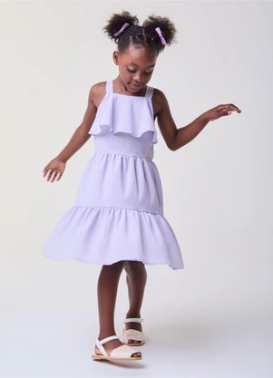 Bimbi - Vestido Lilás com Babados Lilás - BIMBI