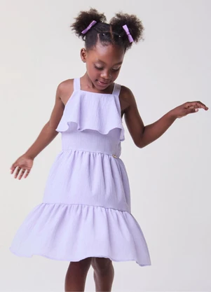 Bimbi - Vestido Lilás com Babados Lilás - BIMBI
