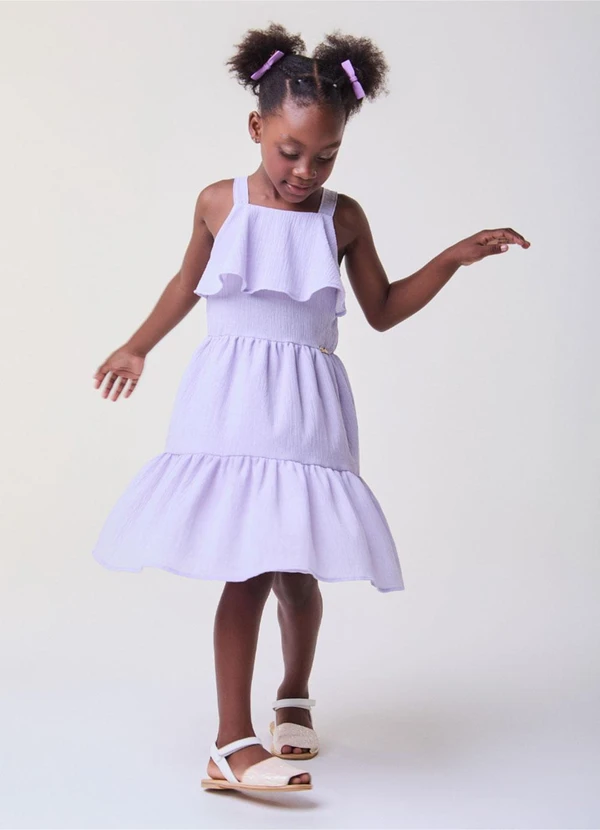 Bimbi - Vestido Lilás com Babados Lilás 1