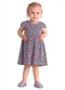 Duduka - Vestido Bebê Estampa com Fita na Cintura  Bege - variação: Azul