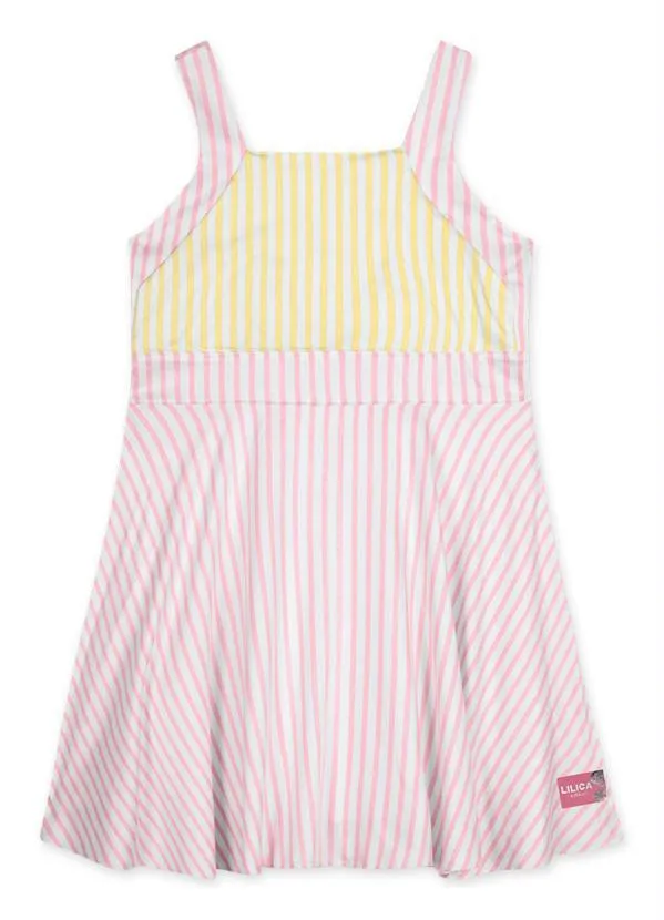 Lilica Ripilica - Vestido Listrado com Alças Viscose MeninaRosa 1