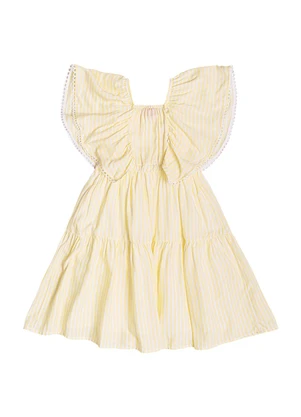Momi - Vestido Listrado com Sianinha Amarelo - MOMI