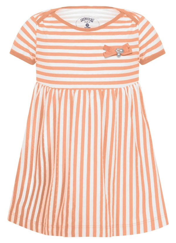 Alakazoo - Vestido Listrado de com Laço Laranja 1