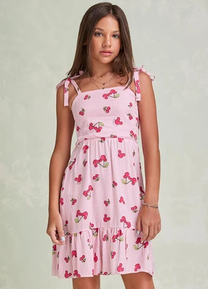 I Am - Vestido Listrado do Mickey com Cerejas Rosa - I AM