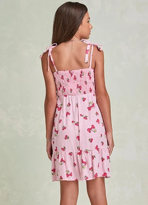 I Am - Vestido Listrado do Mickey com Cerejas Rosa - I AM