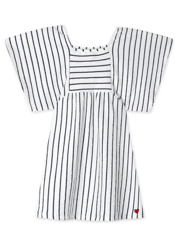 Marisol - Vestido Listrado Menina Branco