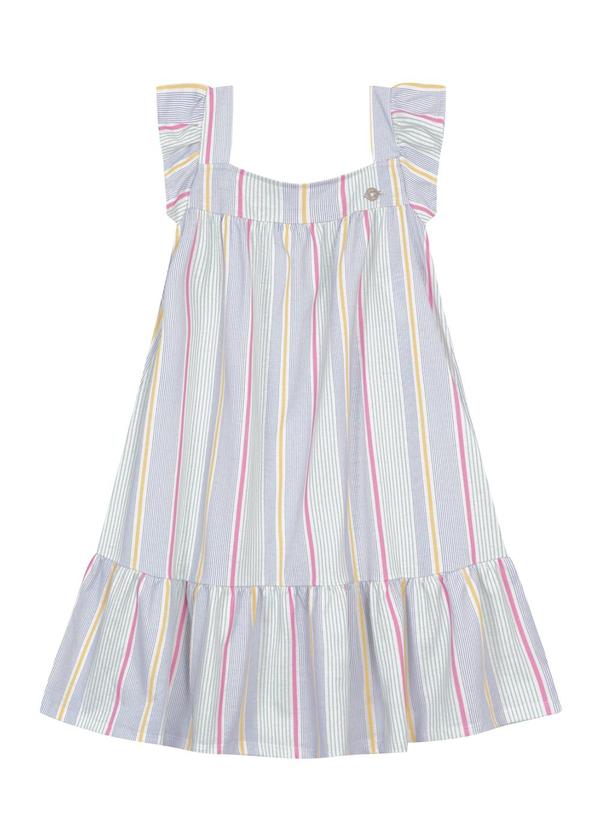 Brandili - Vestido Listrado Infantil Menina em Malha Bege