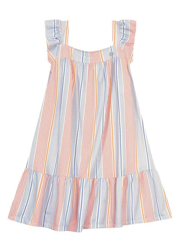 Brandili - Vestido Listrado Infantil Menina em Malha Bege 1