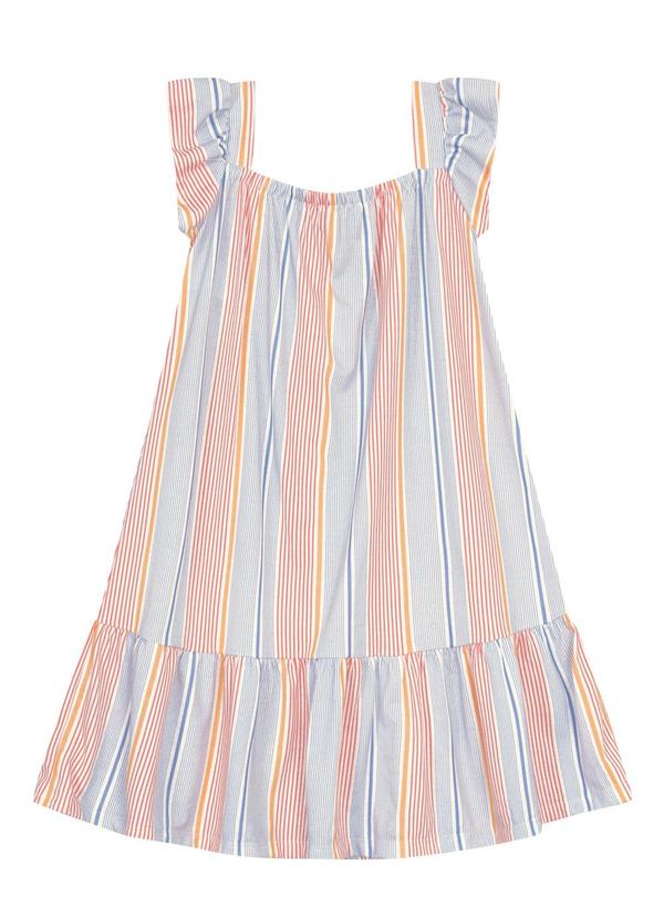 Brandili - Vestido Listrado Infantil Menina em Malha Bege 2
