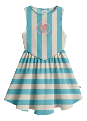 Malwee Kids - Vestido Listrado Rodado Azul Celeste - MALWEE KIDS