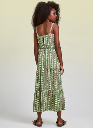 I Am - Vestido Longo Floral Verde - I AM