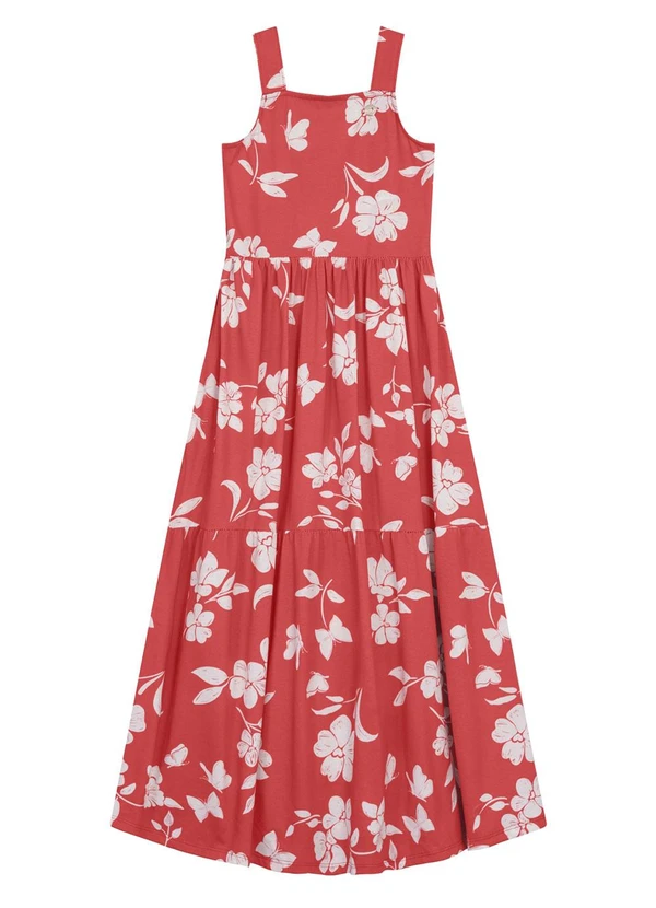 Brandili - Vestido Longo Infantil Menina de Flores Vermelho 2