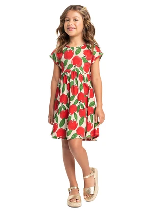 Vestido Maçãs em Meia Malha Bee Loop Vermelho - BEE LOOP