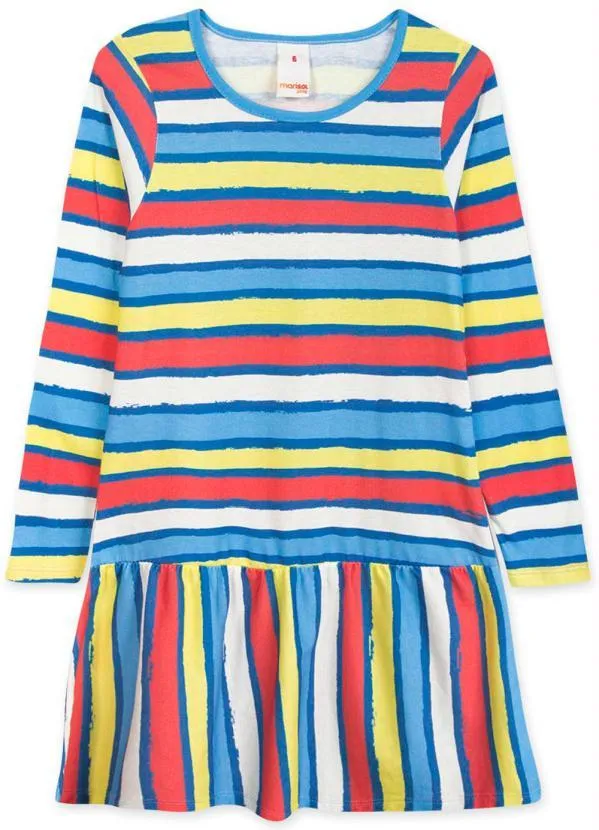 Marisol Play - Vestido Malha Manga Longa Infantil Azul