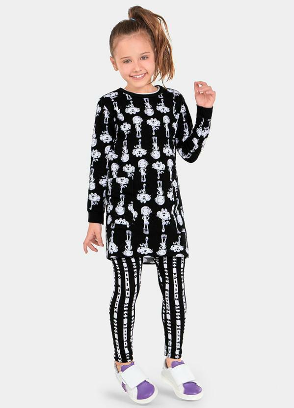 Lilica Ripilica - Vestido Malha Mundo Ripilica Preto