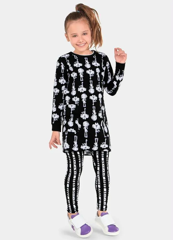 Lilica Ripilica - Vestido Malha Mundo Ripilica Preto