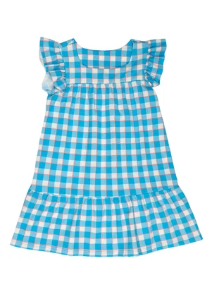 Tink Bink - Vestido Manga Babadinho Estampado Azul - TINK BINK