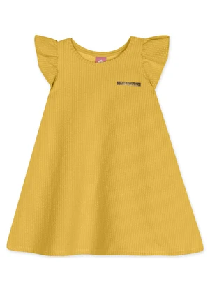 Lilica Ripilica - Vestido Manga Curta Bebê Feminino Amarelo - LILICA RIPILICA