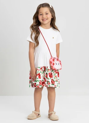 Vestido Manga Curta Bolsa Forrada Up Baby Branco - UP BABY