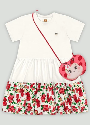 Vestido Manga Curta Bolsa Forrada Up Baby Branco - UP BABY