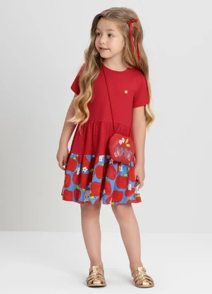Vestido Manga Curta Bolsa Forrada Up Baby Vermelho - UP BABY