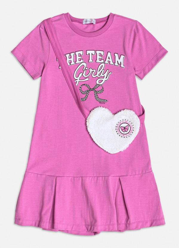 Momi - Vestido Manga Curta com Bolsa Felpuda Roxo