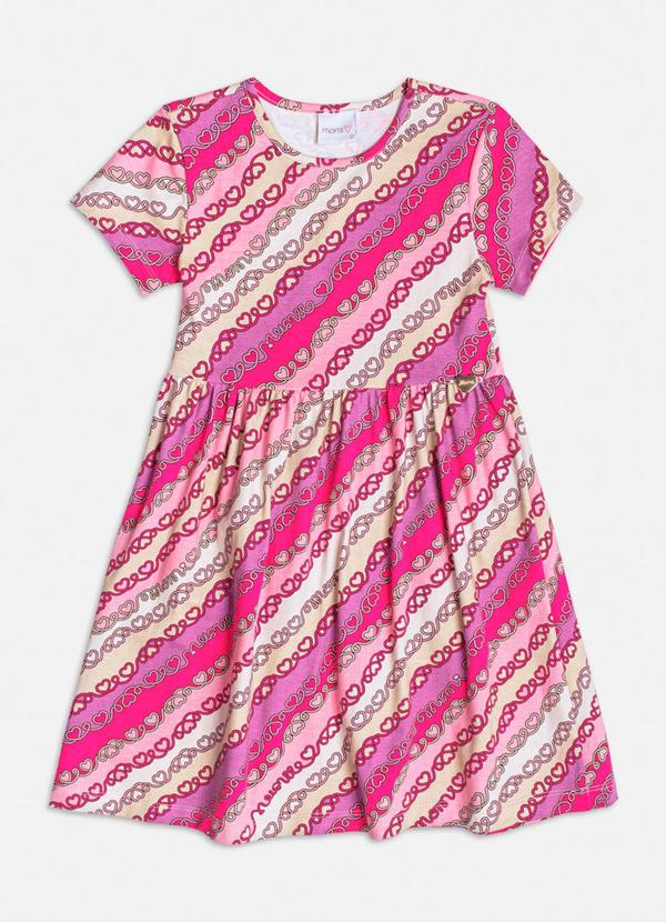 Momi - Vestido Manga Curta com Corações Rosa