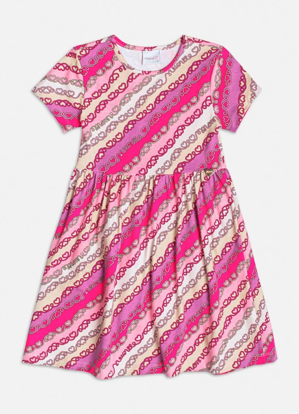 Momi - Vestido Manga Curta com Corações Rosa