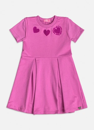 Momi - Vestido Manga Curta com Corações Roxo - MOMI