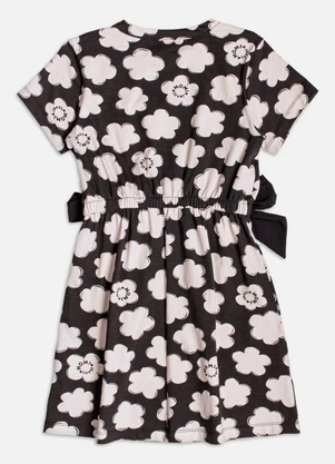 Momi - Vestido Manga Curta com Lacinhos Preto - MOMI