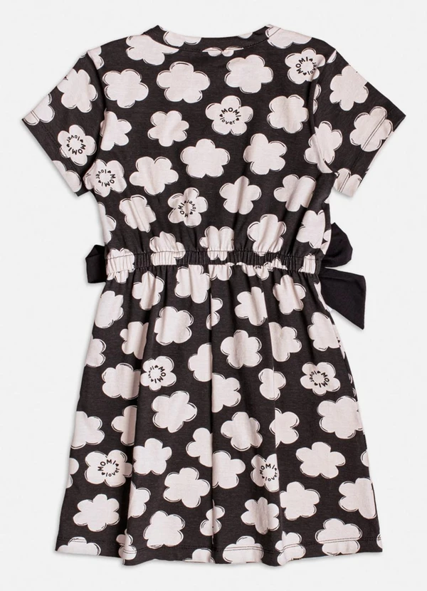 Momi - Vestido Manga Curta com Lacinhos Preto 2
