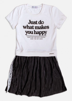 Momi - Vestido Manga Curta com Saia Plissada Branco - MOMI