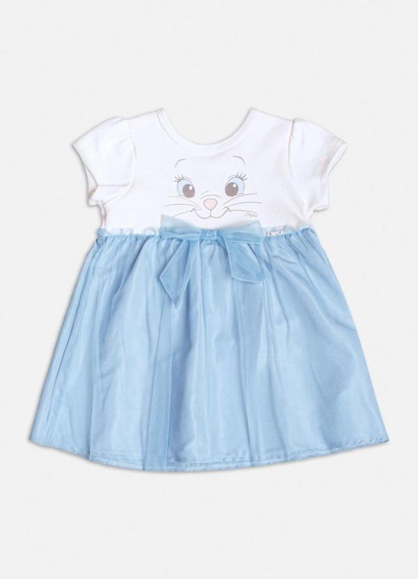 Momi - Vestido Manga Curta da Marie com Tule Branco