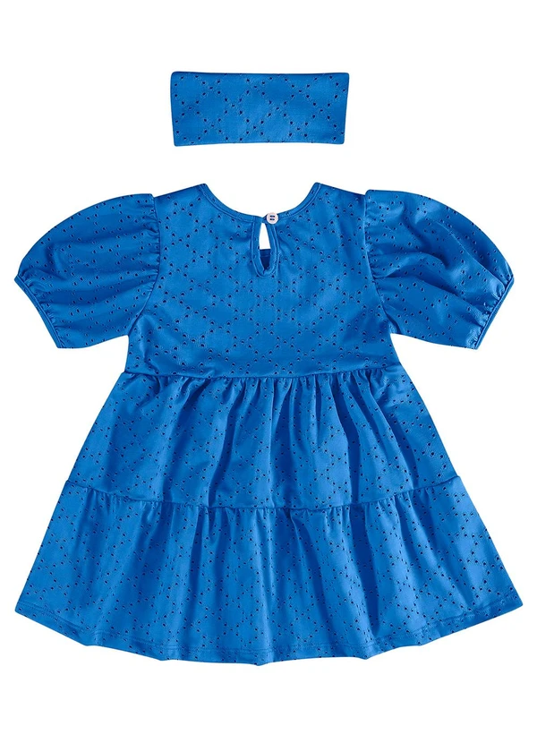 Quimby - Vestido Manga Curta e Faixa de Cabelo Azul 3