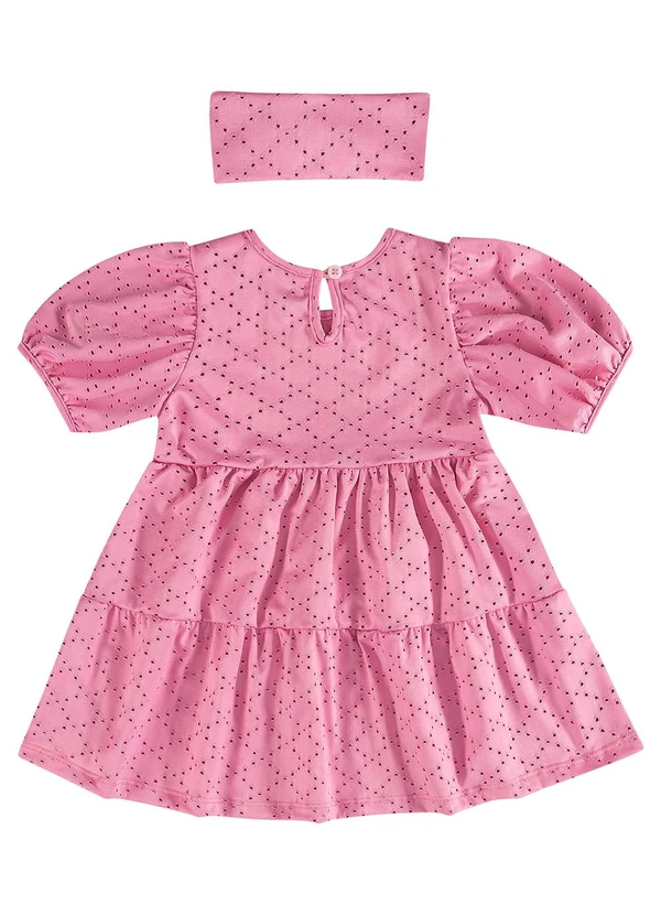 Quimby - Vestido Manga Curta e Faixa de Cabelo Rosa 2
