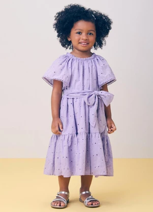 Momi - Vestido Manga Curta em Laise com Laço - MOMI