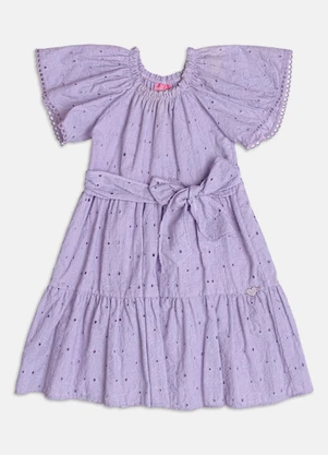 Momi - Vestido Manga Curta em Laise com Laço - MOMI