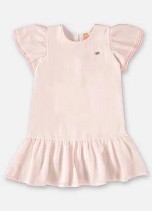 Up Baby - Vestido Manga Curta em Laise Rosa - UP BABY
