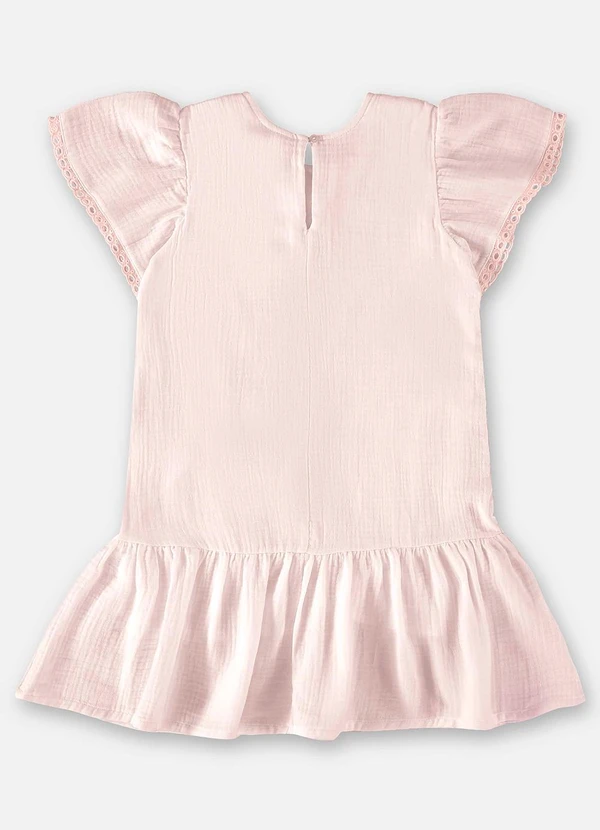 Up Baby - Vestido Manga Curta em Laise Rosa 3