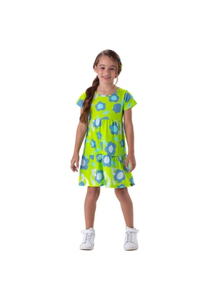 Marisol - Vestido Manga Curta Estampado Menina Verde - MARISOL