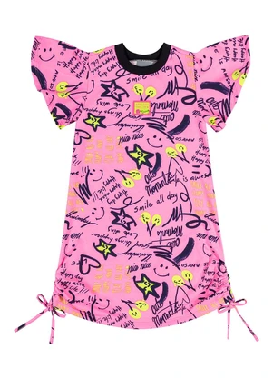 Quimby - Vestido Manga Curta Estampado Roxo - QUIMBY